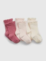 Súprava troch párov dievčenských ponožiek v krémovej a ružovej farbe Gap