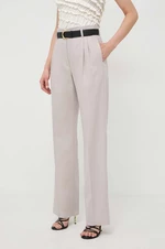 Kalhoty s příměsí vlny Liviana Conti béžová barva, jednoduché, high waist, F4SP41