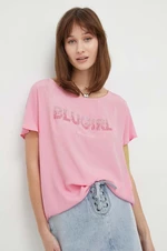 Halenka s příměsí hedvábí Blugirl Blumarine růžová barva, s aplikací