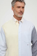 Košile Tommy Hilfiger pánská, žlutá barva, regular, s límečkem button-down, MW0MW33791