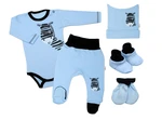Baby Nellys 5-ti dílná soupravička do porodnice Zebra - modrá vel.  68