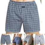 Men's Boxer Shorts Sleep Bottoms Casual Loose Plaid Wide Leg Cotton Horts Men Shorts Home Intimate Underwear Underpants 2022 New
