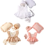 Q81A Infant Photoshoot Skirt Clothes Baby Lace Romper Hat Pillow Shoes Set 4-piece