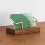 Business Card Rack Anti-deformed Storing Brown Color Desktop Notepad Clip Brass Business Card Rack Table Decoration