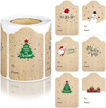 300Pcs Merry Christmas Gift Tags Label Sticker Kraft Paper Handwritten Name Christmas Tree Elk Label DIY Party Scrapbook