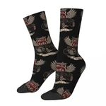 Vintage Hot Rod Men's Socks Route 66 Unisex Street Style Pattern Printed Crazy Crew Sock Gift