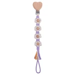 C5AA Flower Knit Pacifier Holder Clip Strap Handcraft Floral Braided Soother Chain