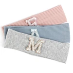 Children's Soft Solid Color New Headband With Pearl Rhinestones Newborn Casual Headwear Fashion Hairband Turban Hair Accessories