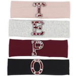 Baby Soft Fashion Hairband Infant Solid Color Turban Ribbed Knitted Elastic Headband With Letter Rhinestone Hair Accessories