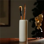 Ceramic Pen Holder Multifunctional Desktop Storage Makeup Brush Box Pencil Organizer Office Supplies
