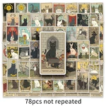 78Pcs Cartoon Tarot Card Cat Stickers Waterproof Creative Graffiti Decals Astrology Toys Cup Trunk Scrapbooking Decoration Gifts