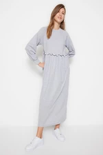 Trendyol Gray Knitted Dress with Cutout Waist