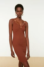 Trendyol Brown Cut Out Detailed Knitted Dress Dress