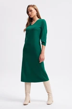 Gusto V Neck Long Dress - Green