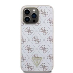 Zadní kryt Guess PU Leather 4G Triangle Metal Logo pro Apple iPhone 15 Pro Max, white