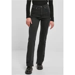 Women's Highwaist Straight Slit Denim Pants - Black