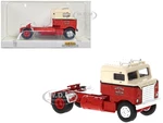 1950 Kenworth Bullnose Truck Tractor Red and Beige "Mackie the Mover" 1/87 (HO) Scale Model Car by Brekina