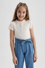 DEFACTO Girl Slim Fit Ribbed Camisole Short Sleeve Polo T-Shirt