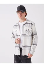 LC Waikiki Long Sleeved Plaid Men's Lumberjack Shirt Jacket with a Regular Fit