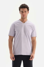 Dagi Lilac V-Neck Basic Supima T-Shirt