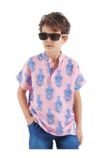 Mushi Lobster Boys Pink Short Sleeve Summer Shirt