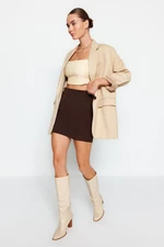 Trendyol Bitter Brown Double Breasted Woven Shorts Skirt