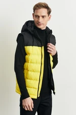 AC&Co / Altınyıldız Classics Men's Black-Yellow Standard Fit Normal Cut Hooded Inflatable Vest AC&Co / Altınyıldız Classics Men's Black-Yellow Standard Fit Normal Cut Hooded Inflatable Vest