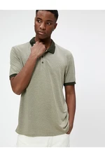 Koton Polo Neck T-Shirt With Buttons, Printed Slim Fit Short Sleeved Cotton