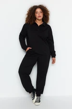 Trendyol Curve Black Thin Knitted Tracksuit Set