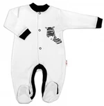 Baby Nellys Bavlněný overálek Zebra - bílý, vel. 56 (1-2m)