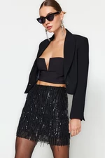 Trendyol Black Fitted Shine Sequin Skirt Skirt