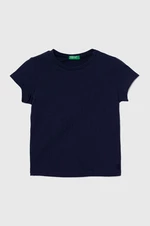 Detské bavlnené tričko United Colors of Benetton tmavomodrá farba