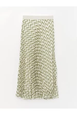 LC Waikiki Women's Chiffon Pleated Skirt With Elastic Waist, Patterned Pattern