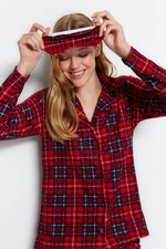 Trendyol Red Soft Feel Premium Plaid Sleep Band Knitted Pajamas Set