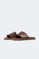 DEFACTO Men Flat Sole Single Band Faux Leather Slippers