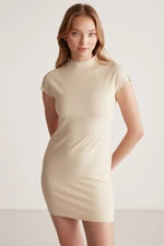 GRIMELANGE Estelle Dámske mini šaty z krepového pleteného elastického materiálu, priliehavé.