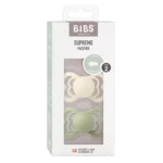 BIBS Ortodontické silikonové dudlíky Supreme, velikost 2, slonová kost/šalvěj 2 ks BIBS Ortodontické silikonové dudlíky Supreme, velikost 2, slonová kost/šalvěj 2 ks