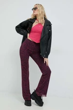 Nohavice Tommy Jeans dámske, ružová farba, priliehavé, vysoký pás