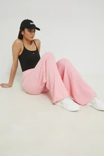 Nohavice Tommy Jeans dámske, ružová farba, široké, vysoký pás