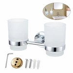 Single/Double Tumbler Cup Stainless Steel Toothbrush Cup Holder Wall Mounted Toothbrush Storage for Bathroom Rack