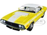 1971 Dodge Challenger R/T 383 Banana Yellow with White Stripes and Vinyl White Top Limited Edition to 6550 pieces Worldwide 1/24 Diecast Model Car by