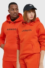 Mikina Kangol unisex, oranžová barva, s kapucí, s potiskem