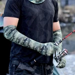 Jassy Men's Ice Silk Outdoor Fishing Riding Shade Sleeve Fingerless Breathable Sunscreen Glove Sets