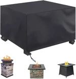 NASUM Outdoor Square Firepit Cover 420D Black Waterproof Weatherproof Fire Pit Cover