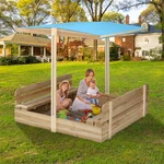 118*118cm Wooden Giant Cabana Sandbox Play Station for Children To Play Outdoor Toys