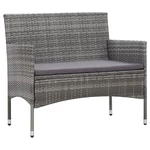 Garden Bench with Cushion Poly Rattan Gray