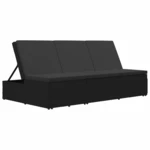 Convertible Sun Bed with Cushion Poly Rattan Black