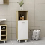 Bathroom Cabinet White and Sonoma Oak 11.8"x11.8"x37.4" Chipboard