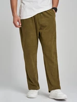 Mens Corduroy Solid Color Daily Drawstring Straight Pants