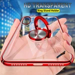 Bakeey Transparent Ring Holder Color Plating Anti-Scratch Hard PC Protective Case For Xiaomi Mi8 Non-original